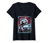 Marvel Infinity War Rocket Raccoon Digital Abstract Maglietta con Collo a V
