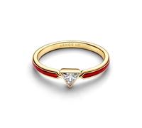 Marvel Iron Man 14k gold-plated ring with clear cubic zirconia and red enamel