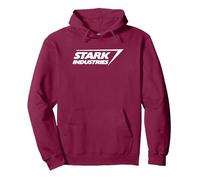 Marvel Iron Man Stark Industries Logo Felpa con Cappuccio, Unisex per Adulti, Bordeaux, XL