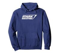 Marvel Iron Man Stark Industries Logo Felpa con Cappuccio, Unisex per Adulti, Navy, S