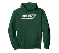Marvel Iron Man Stark Industries Logo Felpa con Cappuccio, Unisex per Adulti, Verde Foresta, XL