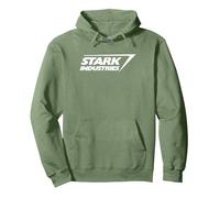Marvel Iron Man Stark Industries Logo Felpa con Cappuccio, Unisex per Adulti, Verde Salvia, S