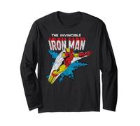 Marvel Iron Man The Invincible Iron Man Classic Art Vintage Maglia a Manica