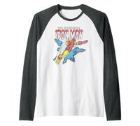 Marvel Iron Man The Invincible Iron Man Classic Art Vintage Maglia con Maniche Raglan