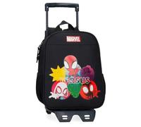 Marvel Joumma Versus Spidey Zaino prescolare con carrello nero 21 x 25 x 10 cm Poliestere 6,44 L, Nero, Taglia unica, Zaino adattabile a carrello