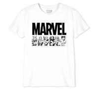 Marvel Legend Icon Officiel Comics Group Imprimé T-Shirt pour garçon col RAS du Cou Manches Courtes Coton Coupe régulière,Blanc_Taille 14 Ans