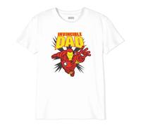 Marvel Legend Icon Officiel Invincinble Iron Man Imprimé T-Shirt pour garçon col RAS du Cou Manches Courtes Coton Coupe régulière,Blanc_Taille 12 Ans