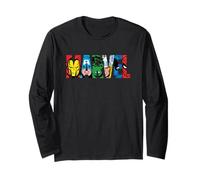 Marvel Logo Classic Avengers & Spider-Man Retro Comic Art Maglia a Manica