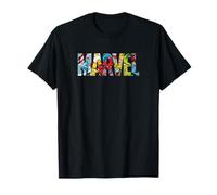 Marvel Logo With Characters Spider-Man, Iron Man, Thor, Hulk Maglietta