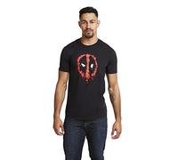 Marvel Logo Deadpool Paint T-Shirt, Nero, XL Uomo