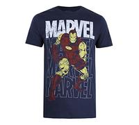 Marvel Maglietta da Uomo Iron Man Repeat, Blu Scuro, XL UK