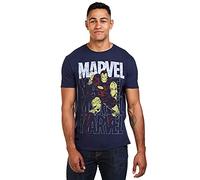 Marvel Maglietta da Uomo Iron Man Repeat, Blu Scuro, XXL UK