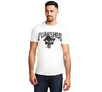 Marvel Punisher Text T-Shirt, White, Large Uomo