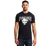 Marvel Punisher Text T-Shirt, Black, Large Uomo