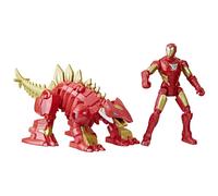 Marvel Mech Strike Mechasaurs, 4-Inch Iron Man with Iron Stomper Mechasaur Actio