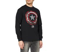 Marvel Men's Captain America Comic Shield Long Sleeve Top, Black, M UK