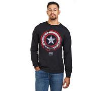 Marvel Men's Captain America Comic Shield Long Sleeve Top, Black, XXL UK