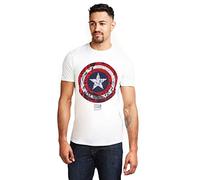 Marvel Captain America Comic Shield Maglietta, Bianco, XL Uomo