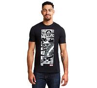Marvel Men's Captain America Vertical T Shirt, Black, L UK