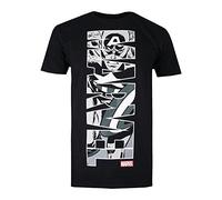 Marvel Capitan America Verticale T-Camicia, Nero, XXL Uomo