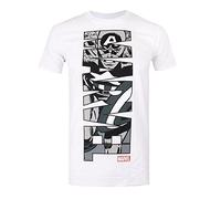 Marvel Capitan America Verticale T-Camicia, Bianco, XXL Uomo