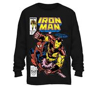 Marvel Mens Long Sleeve Shirt - Spiderman, Ironman, Captain America& Hulk Tee Comics Long Sleeve T-Shirt (Black, Medium)