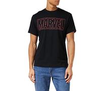 Marvel Logo del Contorno T-Camicia, Nero, XXL Uomo
