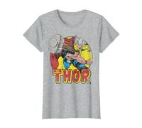 Marvel Mighty Thor Hammer Throw Vintage Maglietta, Donna, Grigio Melange, S