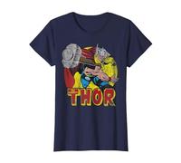 Marvel Mighty Thor Hammer Throw Vintage Maglietta, Donna, Navy, XXL