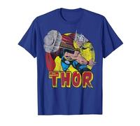 Marvel Mighty Thor Hammer Throw Vintage Maglietta, Uomo, Blu Reale, L