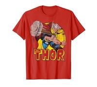 Marvel Mighty Thor Hammer Throw Vintage Maglietta, Uomo, Rosso, S