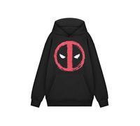 Marvel Felpa con cappuccio da uomo nera con logo ufficiale dei fumetti | Pullover grafico supereroe da uomo | Regalo di abbigliamento per fan degli Avengers, Nero , L