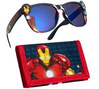 Marvel Occhiali da Sole Ragazzo Protezione UV and Trifold Portafoglio Set (Rosso/Nero Avengers)