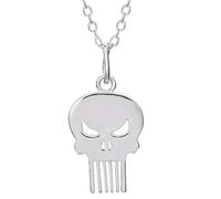 Marvel Offically Licensed Jewelry for Women The Punisher Superhero Logo Sterling Silver Pendant Necklace, 18 Chain