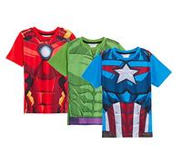 Marvel Pack di 3 T-Shirt Avengers per Ragazzi, Hulk, Iron Man, Captain America, Top di Costume per Bambini, T-Shirt a Maniche Corte