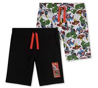 Marvel Pantaloncini Bambino, Bermuda Ragazzo Estivi Di Cotone Corti, Set Da 2 Shorts Con I Personaggi Avengers Di Captain America, Hulk e Iron Man (9-10 anni, Nero)