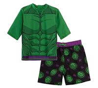 Marvel Pantaloncini da Bagno Incredible Hulk + Rash Vest 2 Pezzi Costume da Bagno Top da Surf + Pantaloncini da Surf