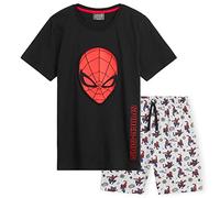 Marvel Pigiama Bambino 4-14 Anni Pigiama Spiderman Bambino Avengers Maniche Corte e Pantaloncini Pigiama Bambino Cotone Misto Gadget Idea Regalo (Nero Spiderman, 9-10 Anni)