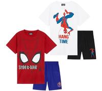 Marvel Pigiama Bambino, Confortevole Corto Pigiama Estivo - Confezione da 2 (Rosso/Bianco, 3-4 Anni)