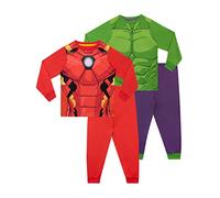 Marvel Pigiama Bambino | Iron Man & Hulk Pigiami Seta | Pigiama Avengers per Bambini | Confezione da 2 Pezzi Multicolore 6-7 Anni