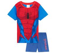 Marvel Pigiama Bambino Pigiama Corto Bambino Estivo Cotone 2-14 Anni Pigiama Spiderman Hulk Captain America Maniche Corte e Pantaloncini Gadget Ufficiale (Blu/Rosso Spiderman, 11-12 Anni)