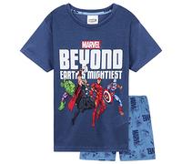 Marvel Pigiama Bambino Pigiama Corto Bambino Estivo Cotone 2-14 Anni Pigiama Spiderman Hulk Captain America Maniche Corte e Pantaloncini Gadget Ufficiale (Navy Avengers, 7-8 Anni)