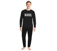 Marvel - Pigiama da uomo, a maniche lunghe, con pantaloni, colore: nero, Nero, XL