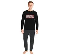 Marvel Pigiama da uomo, a maniche lunghe, con pantaloni, nero/grigio