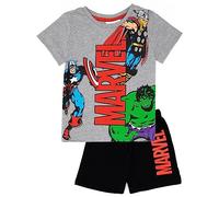Marvel Pigiama Grigio/Nero per Ragazzi | Bambini Thor Iron Man Hulk Captain America Superhero T-Shirt Pantaloncini Pjs Set | Regali di Merchandising di Personaggi di Fumetti di Film