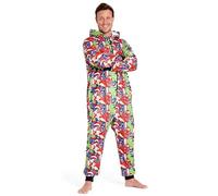 Marvel Pigiama Intero Uomo - Caldo Pigiamone in Pile con Cappuccio e Zip S-2XL - Pigiami Invernali Interi Avengers Gadget Regalo (Multicolore, 2XL)