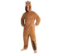 Marvel Pigiama Intero Uomo - Caldo Pigiamone in Pile con Cappuccio S-3XL - Pigiami Invernali Interi Gadget Regalo (Marrone Groot, L)