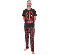 Marvel Pigiama lungo da uomo Deadpool nero rosso, Nero , XXL