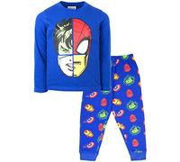 Marvel - Pigiama per Bambini - Pigiama a Maniche Lunghe Blu Navy con Supereroi Indumenti da Notte in Cotone 100% - Merchandise Ufficiale 6/7 Anni