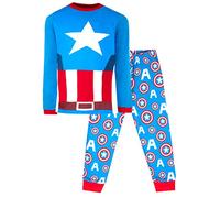 Marvel Pigiama Ragazzi di età 3-10 | Pigiama a Maniche Lunghe Captain America| 100% Cotone Costume Supereroe | Articolo Ufficiale | Regalo per i Ragazzi -
